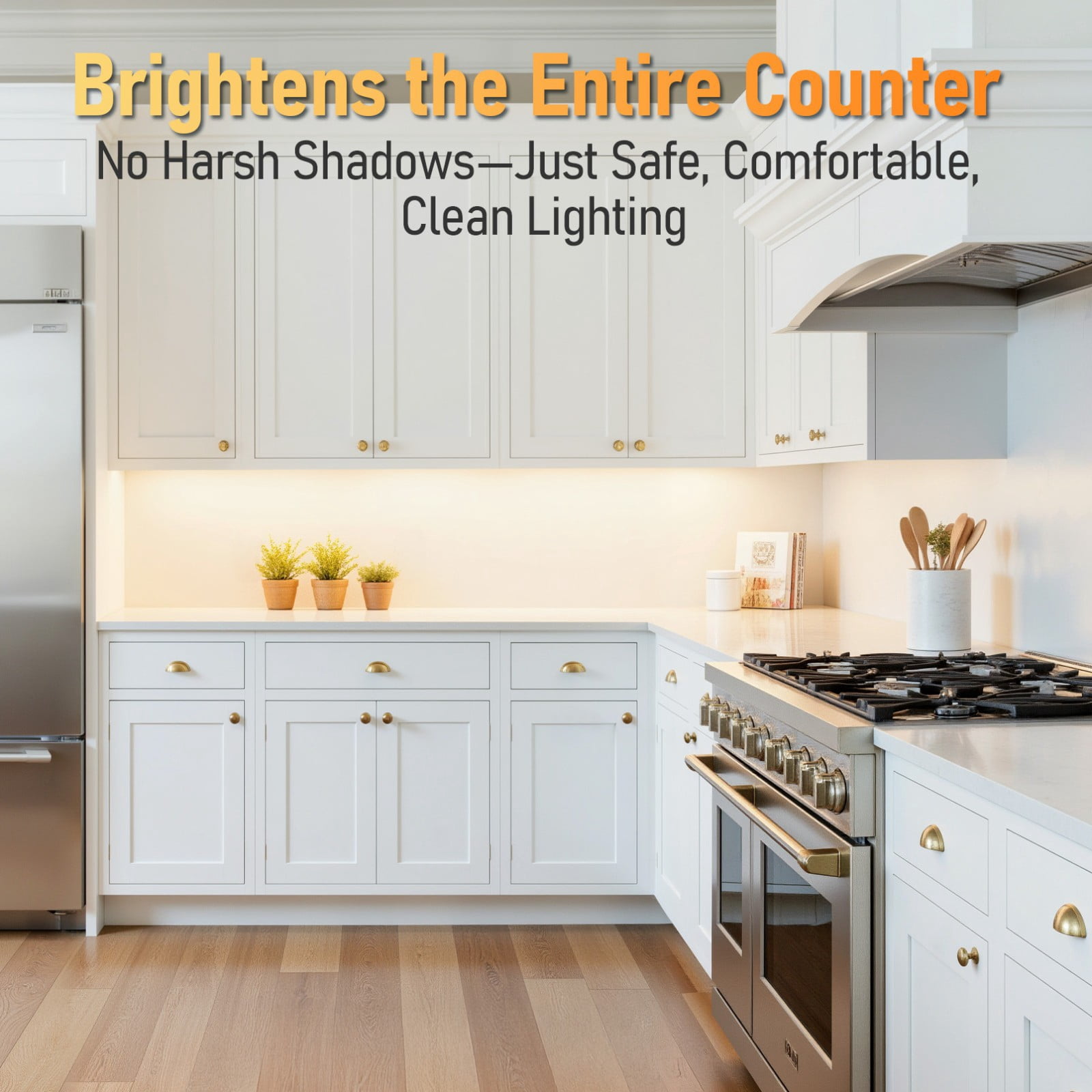 16W 5CCT LED Under Cabinet Lighting Fits 24-Inch Cabinets, Hardwired & Plug-In, 120V Ultra-Slim Linkable Dimmable Under Counter Lights, 2700K/3000K/35000K/4000K/5000K Selectable