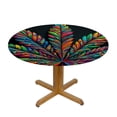 thumbnail image 3 of Nawypu  Round Table Cloth,Tie Dyed Pot Leaf Elastic Stretch Tablecloth for Dining, Kitchen, Wedding, Parties, Fits Tables, 3 of 7
