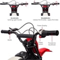 thumbnail image 3 of Lumiparty 24V Electric Off-Road Motorcycle, 250W Motor 13.6MPH Fast Speed Motocross Dirt Bike, Twist Grip Throttle, Metal Suspension, Air-Filled Tires, for Kids Teens Age 8+, Red, 3 of 8