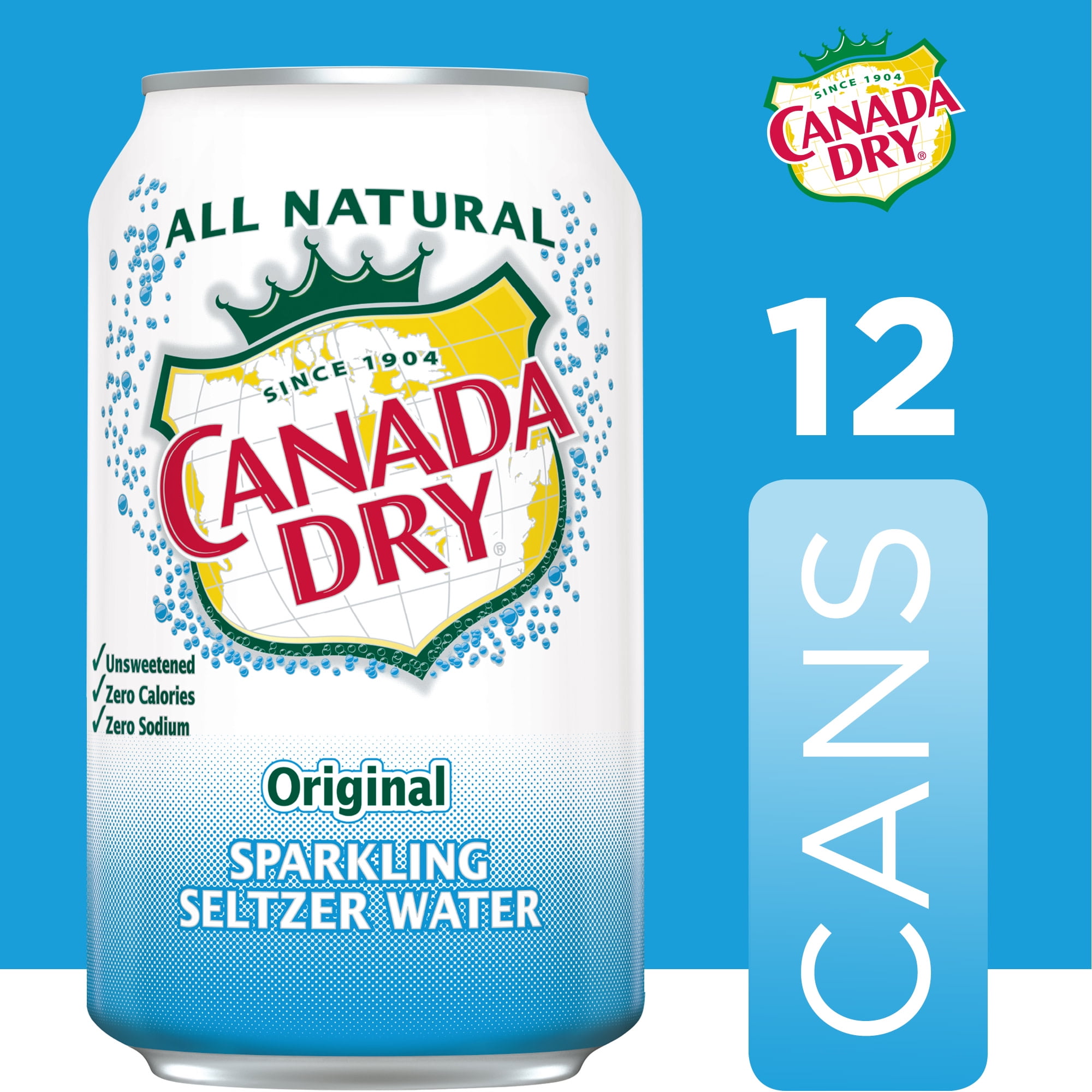 Canada Dry Original Sparkling Seltzer Water, 12 fl oz, 12 Pack Cans