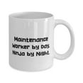 thumbnail image 2 of New Maintenance worker Gifts, Maintenance Worker by Day. Ninja by Night, Motivational Birthday 11oz Mug From Men Women, Gift ideas for maintenance workers, Presents for Maintenance Man,, 2 of 2