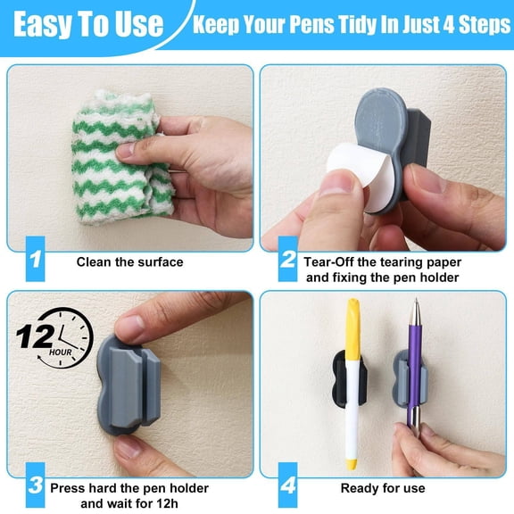 Pen Holder Pen Holder For Desk Upgraded Pen Holder Adhesive Pencil Pen Holder For Desk & Wall Marker Holder Pencil Holder Pen Holder For Clipboard Office For Office