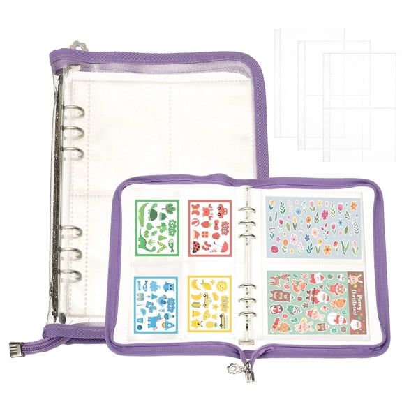 Uxcell Sticker Organizer Binder, Reusable A5 Album with 180 Pocket, Purple