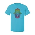 thumbnail image 2 of Wild Bobby, Colorful Rainbow Hamsa Symbol Spiritual Yoga, Pop Culture, Men Graphic Tees, Light Turquoise, X-Large, 2 of 3