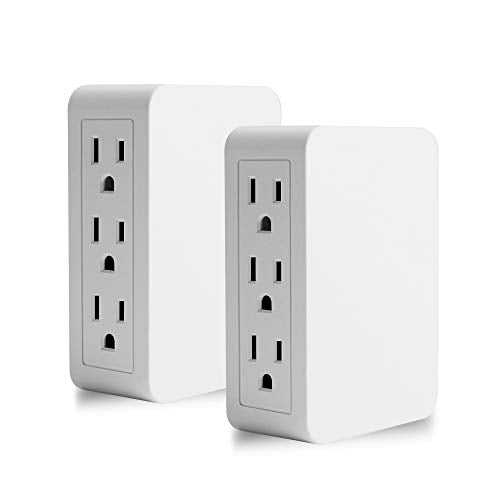 Oviitech Single Receptacle to 3 Outlet Cube Wall Tap,Plug-In Triple outlet Pack 