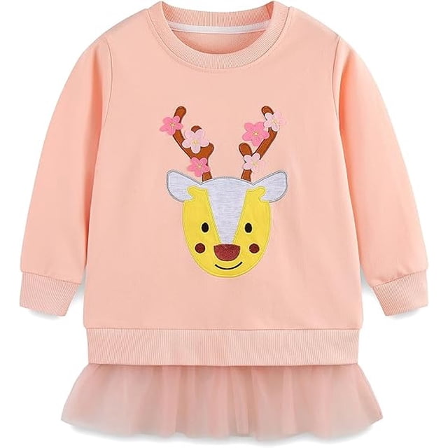 Sudadera con capucha para niñas, linda sudadera con cuello redondo estampada para niños