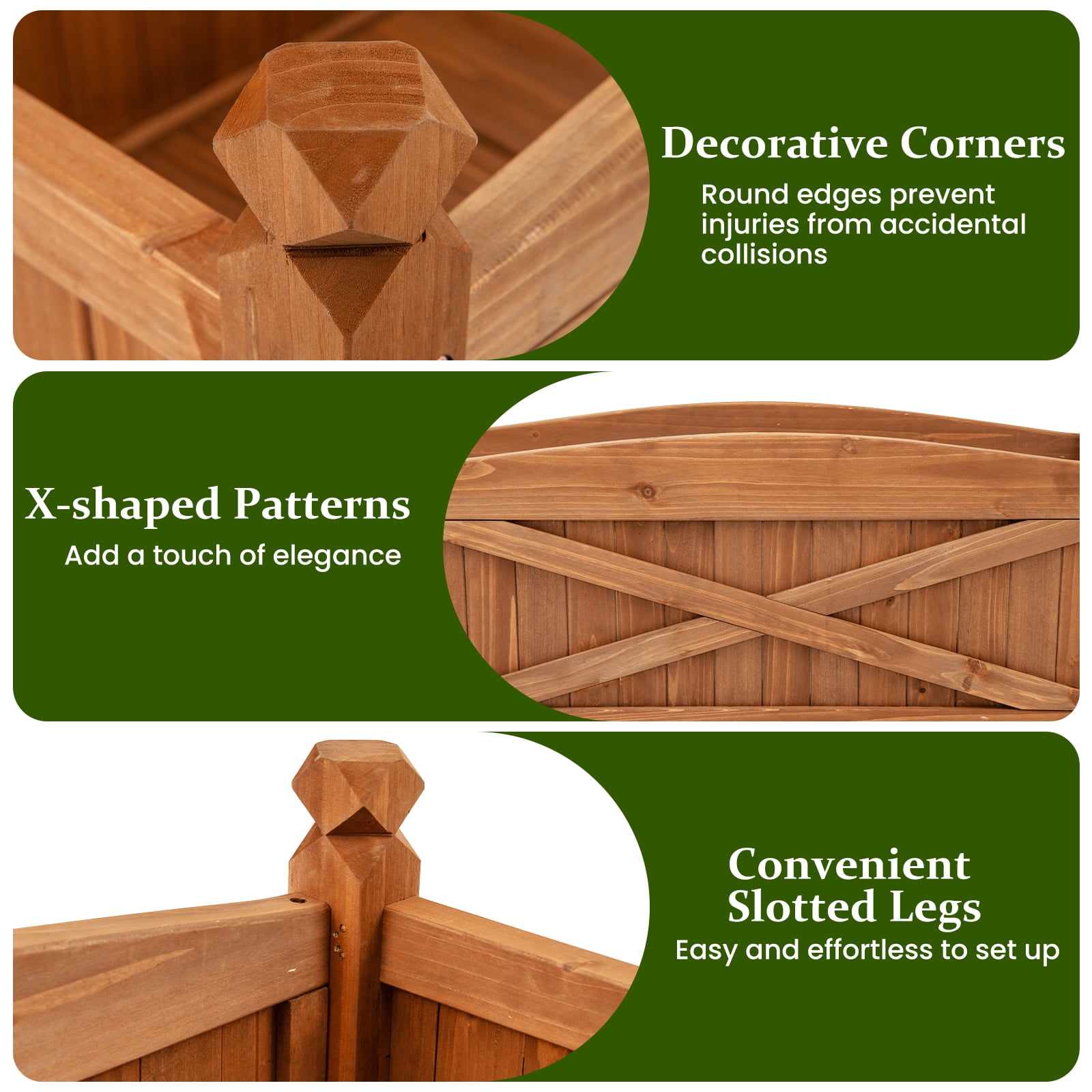 Gymax Wooden Raised Garden Bed Elevated Outdoor Planter Box w/ Drainage Holes for Patio