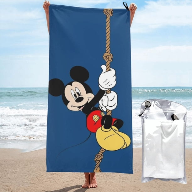 Toalla de playa de Mickey Mouse, suave, de secado rápido, resistente a la arena, para piscina, yoga, gimnasio, camping, toallas de baño ligeras, regalo para niños, niñas, niños y adultos, 27,5 x 55