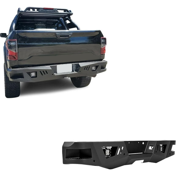 Black Horse Armour Heavy Duty Rear Bumper Includes 1 set of 4in cube lights Matte Black Compatible with 2016-2024 Nissan Titan XD-ARB-NITI-KIT