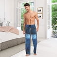 thumbnail image 7 of Dark Blue Square Mosaic Mens Cotton Pajama Pant Sleep and Lounge Bottons with Pockets, 7 of 7