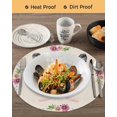 thumbnail image 3 of 15 Inch Round Placemats Set of 6, Watercolor Easter Non Slip Heat Insulation PP Table Mats, Cute Rabbits Ears Flowers Bow Spring Beige Washable Place Mats for Kitchen Dining Party Table Decor, 3 of 7