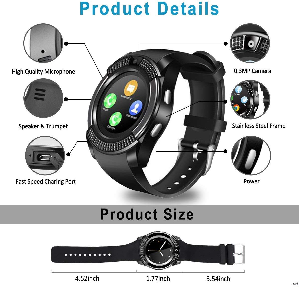 smart bison smart watch v8