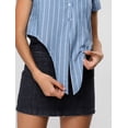 thumbnail image 4 of Unique Bargains Women's Stripe Button up Short Sleeve Tie Front Short Shirt, 4 of 6