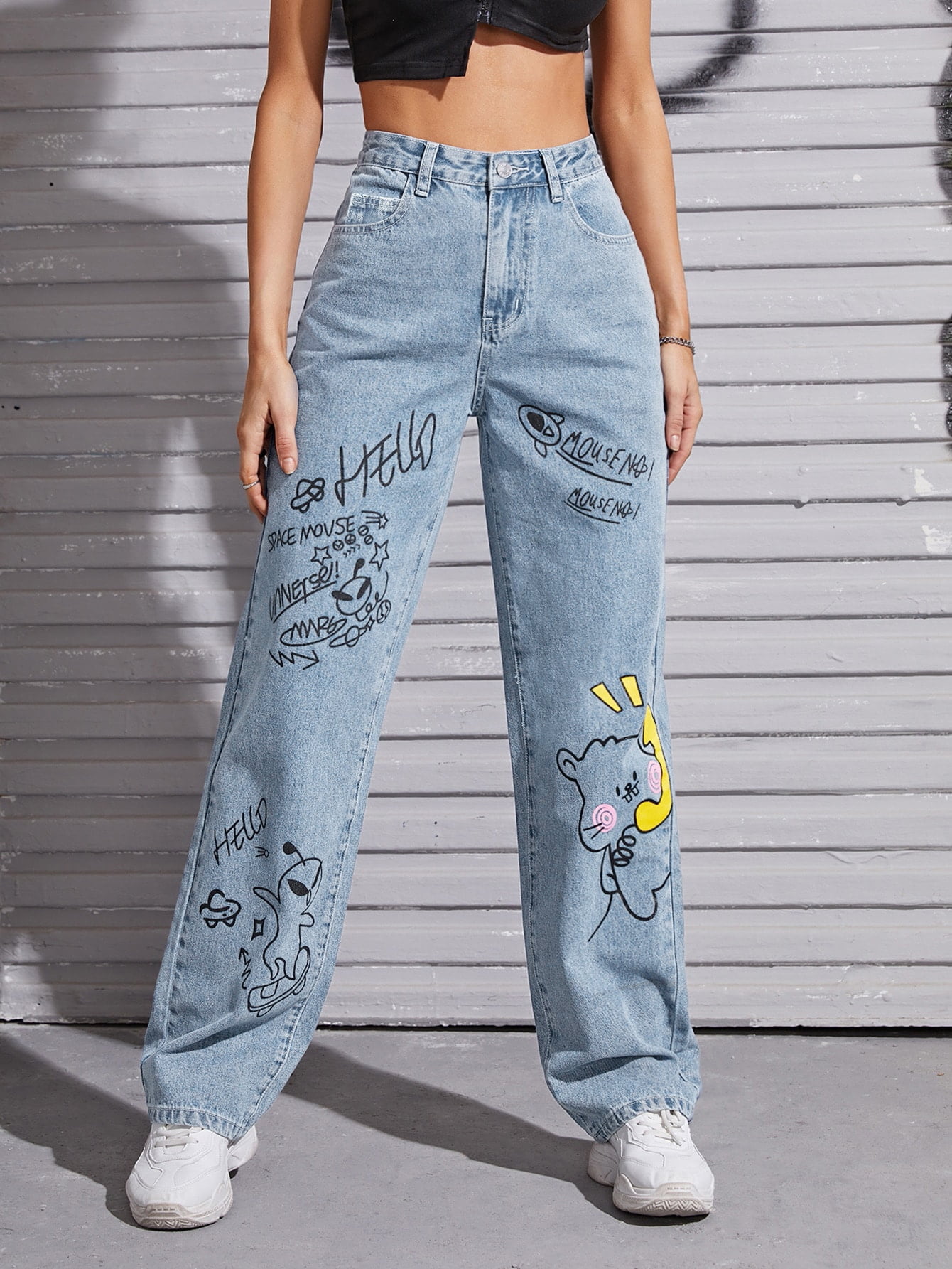 Women's High Waist Cartoon Graphic 