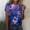 thumbnail image 2 of TSADFHJI Chandails en Molleton Femmes 2X Motif Ciel Étoilé Galaxie Col Rond T-Shirt Manches Courtes TG Bleu Foncé, 2 of 4
