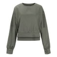 thumbnail image 6 of Virmaxy Women's 2024 Trendy Cropped Sweatshirt Scoop Neck Side Slits Long Sleeve Outfits Loose Asymmetrical Hem Pullover Tops Gray XXL, 6 of 6
