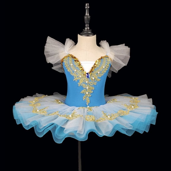 Amzcrzy Ballerina Costume for Girls 1-14Y Sleeveless V-Neck Dance Costumes with Chest Gemstone Embellishment,Soft Tulle Princess Ballet Dress for Girls Little Swan Performance Outfit 2026