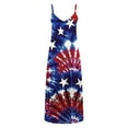 thumbnail image 4 of CFLVAEK July 4th Dresses for Women Plus Size Summer Spaghetti Straps Cami Maxi Dress Red White and Blue Tie Dye Print Patriotic Dress Loose Fit V Neck Sleeveless Sundress M, 4 of 5