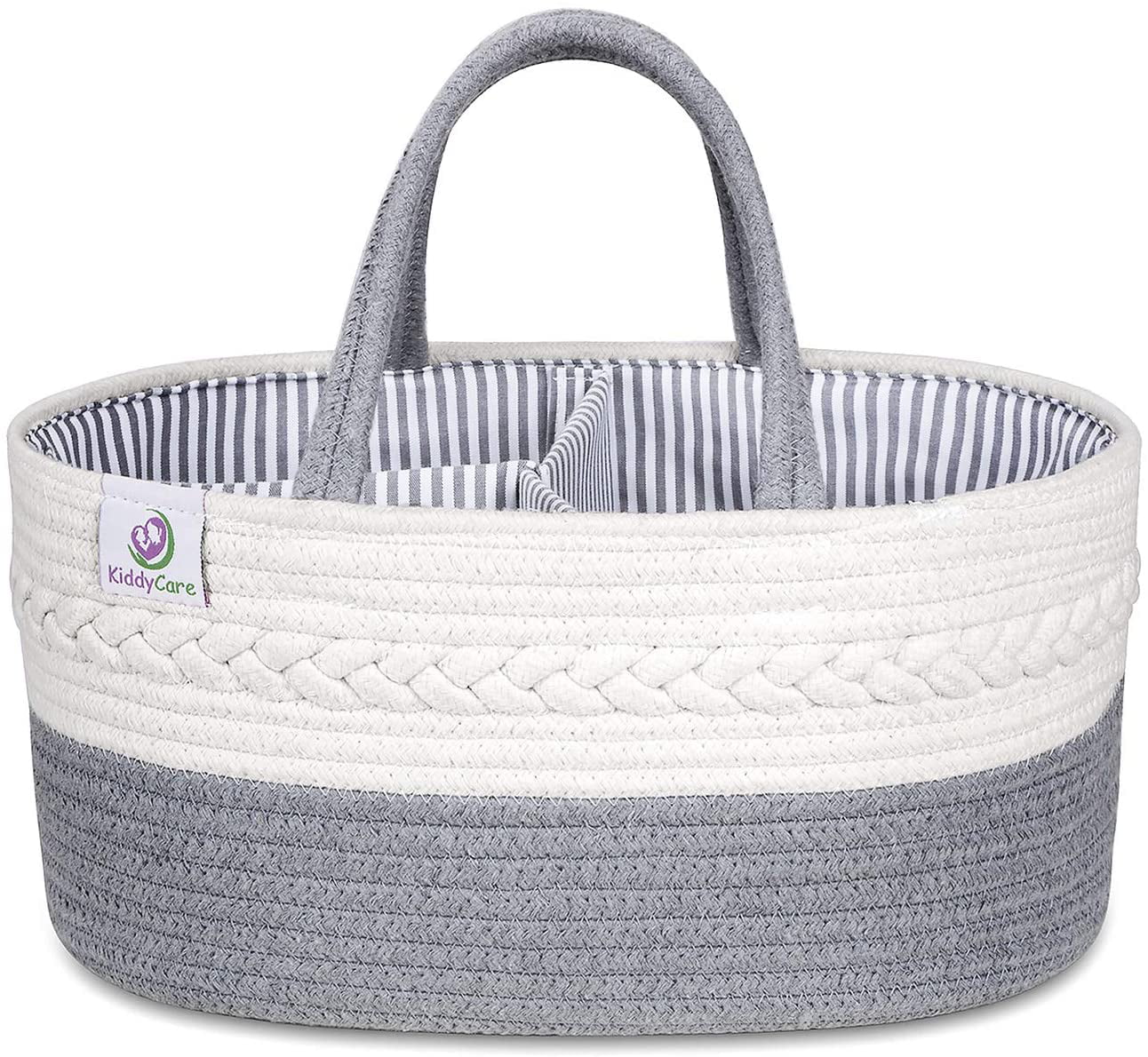 Baby Diaper Caddy Organizer-Baby Basket Bin with Removable Divider Portable Tote Bag for Changing Table & Cars,Cotton Rope Basket Baby Shower Basket 