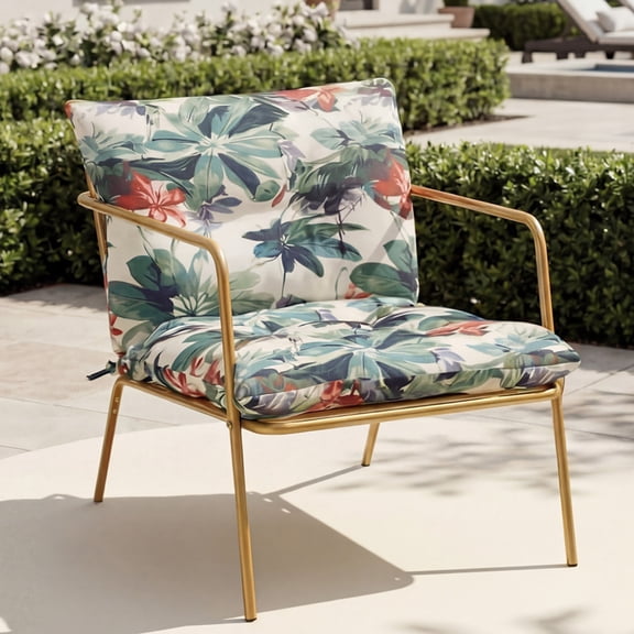RIAFUN Accent Chair, Floral Chair W/ Removable Cushion, Indoor & Outdoor Use, Perfect for Living Room, Bedroom, Poolside, Garden