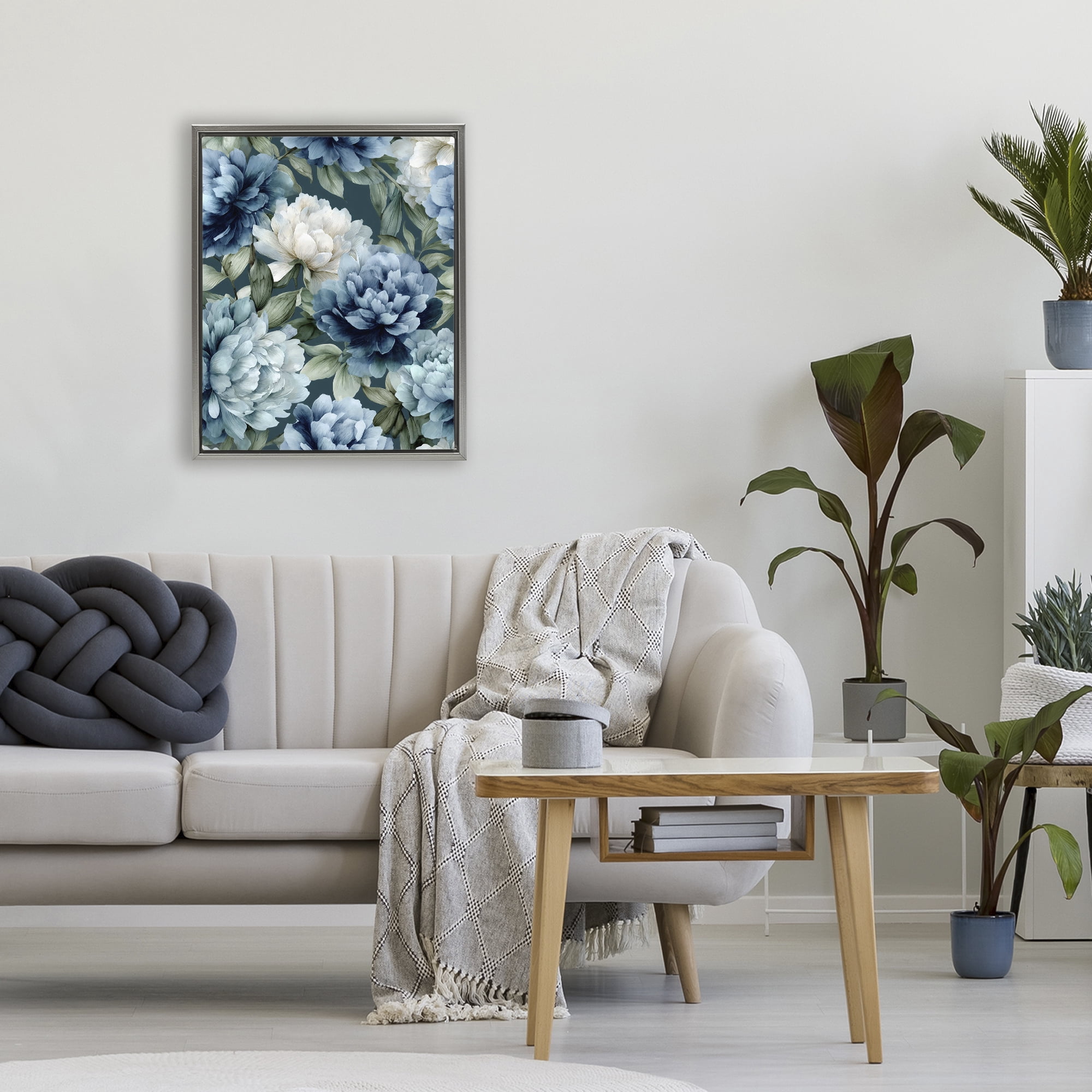 Stupell Industries Blooms On The Vine Gray Framed Floater Canvas Wall Art, design by Franklyn Gregory
