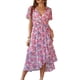 thumbnail image 1 of Vestido PRETTYGARDEN Maxi Floral con Escote Cruzado y Cinturón Rosa Talle S, 1 of 7
