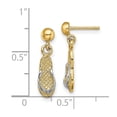 thumbnail image 2 of 14k Two-tone Gold Single Flip Flop Long Drop Dangle Earrings (white Straps) 20x5mm Wide Dangle Earring for Women, 2 of 2