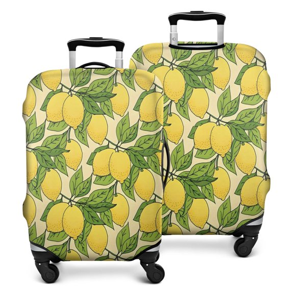 Yellow Lemon Fruits GreenLeaves Pattern Luggage Cover Fashion Suitcase Cover Baggage Covers Fit 25-28 Inch Luggage (Go Travel)