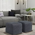 thumbnail image 3 of Simpli Home Fredrik Boho Square Pouf in Dark Blue Woven Genuine Leather, 3 of 7