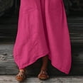 thumbnail image 6 of Women Kaftan Dresses Baggy Cotton Linen Maxi Dress V Neck 3/4 Sleeve Asymmetrical Hem Casual Long Dress with Pocket, 6 of 7