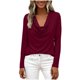 thumbnail image 3 of TaTaai Women's Casual Cowl Neck Shirt Long Sleeve V-Neck Draped Front Solid Color Blouse Flowy Soft Stretchy Lightweight Spring Summer Daily Beach Wear Gift, 3 of 9