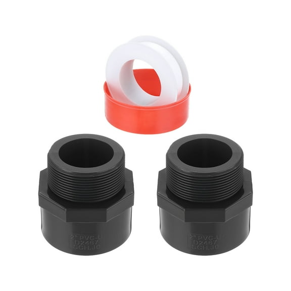 Uxcell 2Pcs 2" Male Adapter Pipe Fitting Fit for SCH40 Slip Coupling, Dark Grey