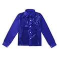 thumbnail image 3 of Aiihoo Kids Boys Sparkly Sequins Jacket Long Sleeves Outerwear Jazz Hip Hop Dance Performance Top Shirt Blue 10-12, 3 of 7