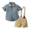 thumbnail image 7 of Hienoo Infant Boys Suit Short Sleeve Bowtie Shirt Shorts Set 2Pcs Daily Outfit Set, 7 of 7