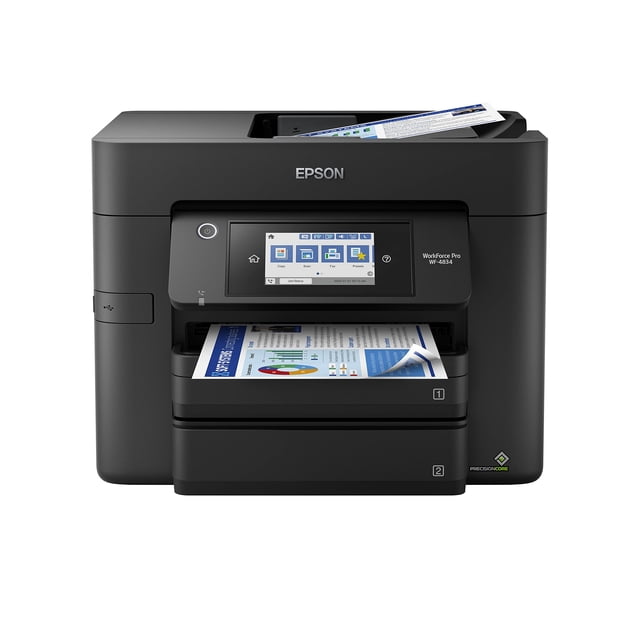 Epson Workforce Pro WF-4834 Impresora inalámbrica Todo en uno con impresión automática de 2 Caras, Copia, escaneo y fax, ADF de 50 páginas, Capacidad de Papel de 500 Hojas y visualización táctil a