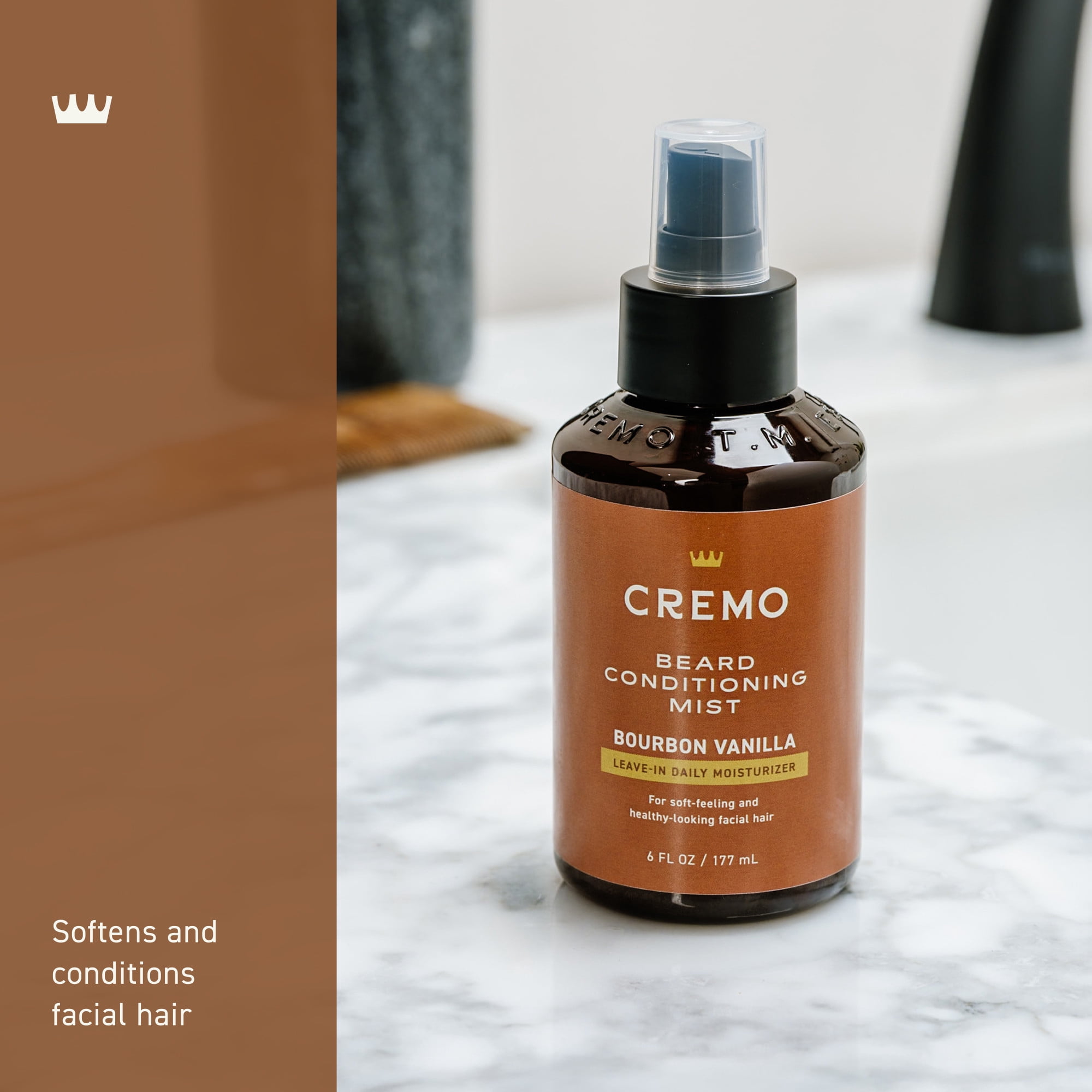 Cremo Beard Conditioning Mist, Bourbon Vanilla Scent, 6 fl oz