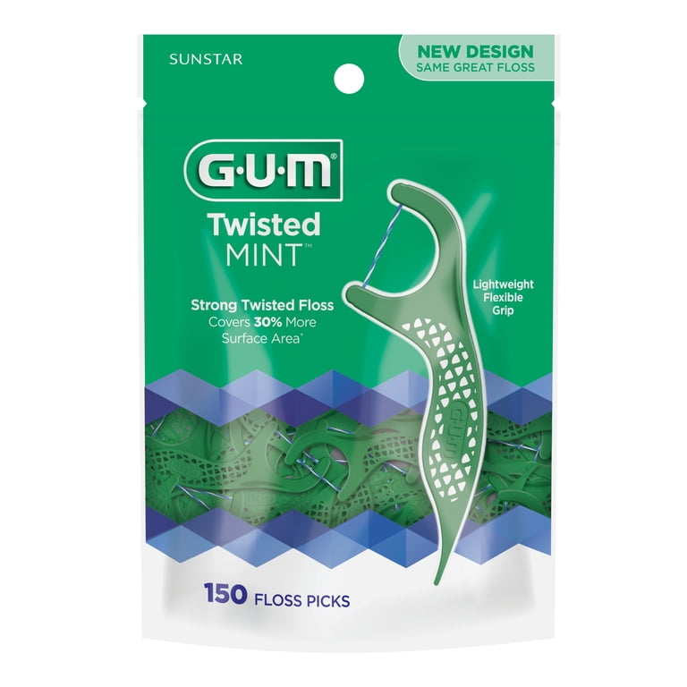 GUM, Twisted Mint Floss Picks, 600 total, deep cleaning - Walmart.com