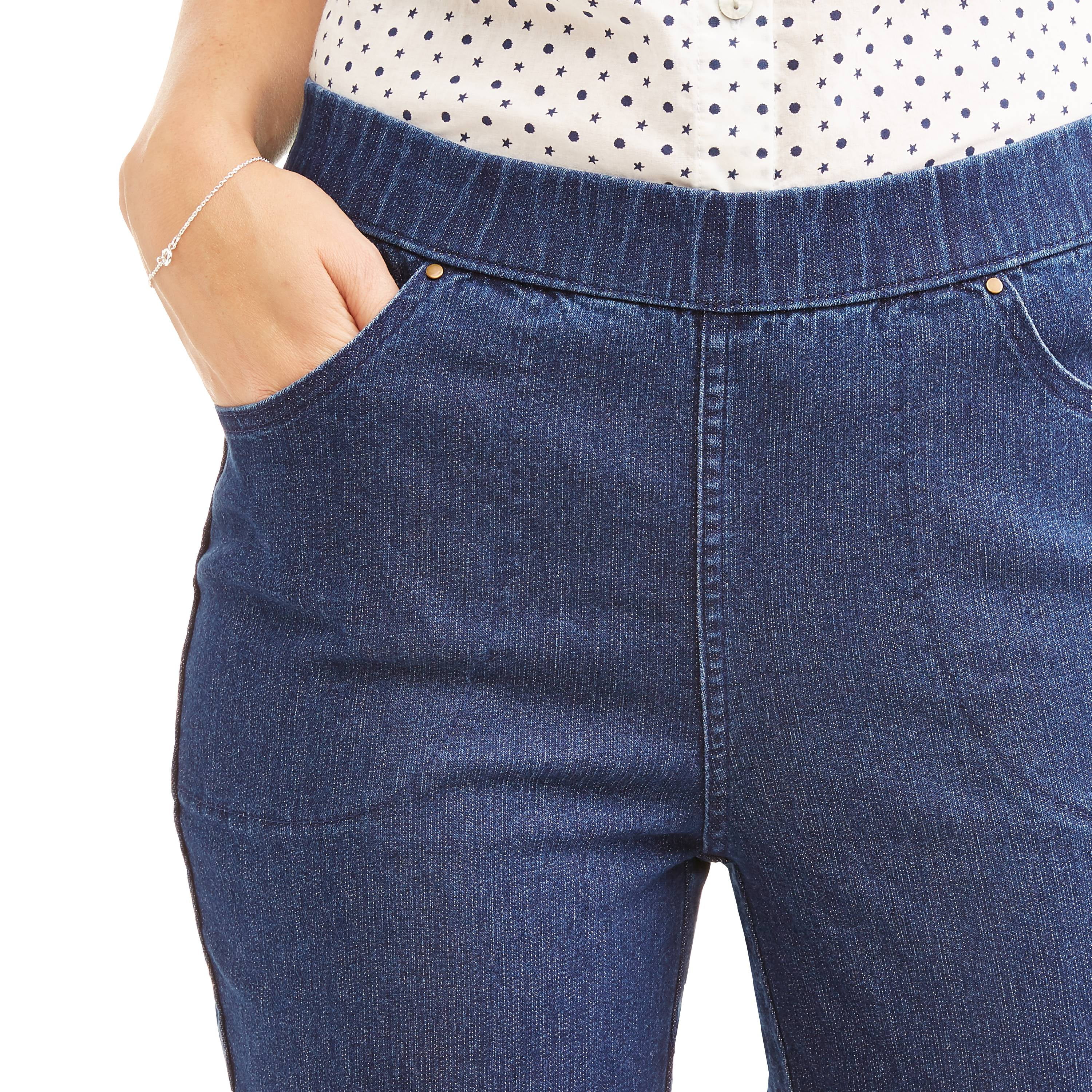 RealSize Women's 4 Pocket Stretch Pull On Bootcut Jeans, Sizes S-XXL, Available in Petite