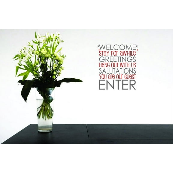 Design With Vinyl Home Wall Decals Welcome Stay For Awhile Motivational Wall Decal for Boys Girls Bedroom - DIY and Removable - Size: 11 In x 16 In