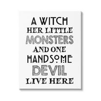 Quirky Halloween Family Quote Striped Typography Phrase Holiday Graphic Art Gallery-Wrapped Canvas Print Wall Art