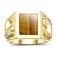 thumbnail image 1 of RYLOS Men's Rings 14K Yellow Gold Designer Ring Tiger Head On Both Sides Diamond in the Eyes and Tiger Eye Rings For Men Size 10, 1 of 6