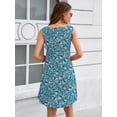 thumbnail image 7 of Women's Summer Square Neck Sleeveless Dress with Pockets, Monet Garden Casual A-Line Mini Sundress, Beach Vacation Tank Dress, Size 2XL, 7 of 7