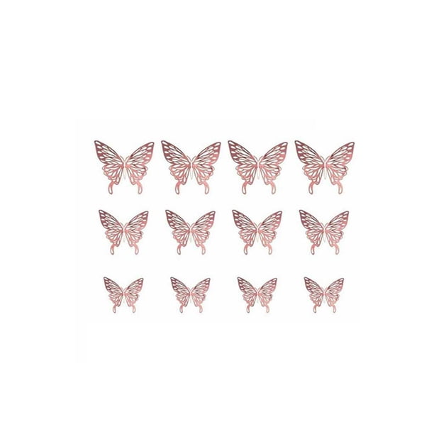 Moyic 12 piezas de pegatinas de pared de insectos encantadores, decoración de paredes de papel para sala de estar, papel tapiz, decoraciones huecas Decoración del hogar Oro rosa Moyic HA066028-01