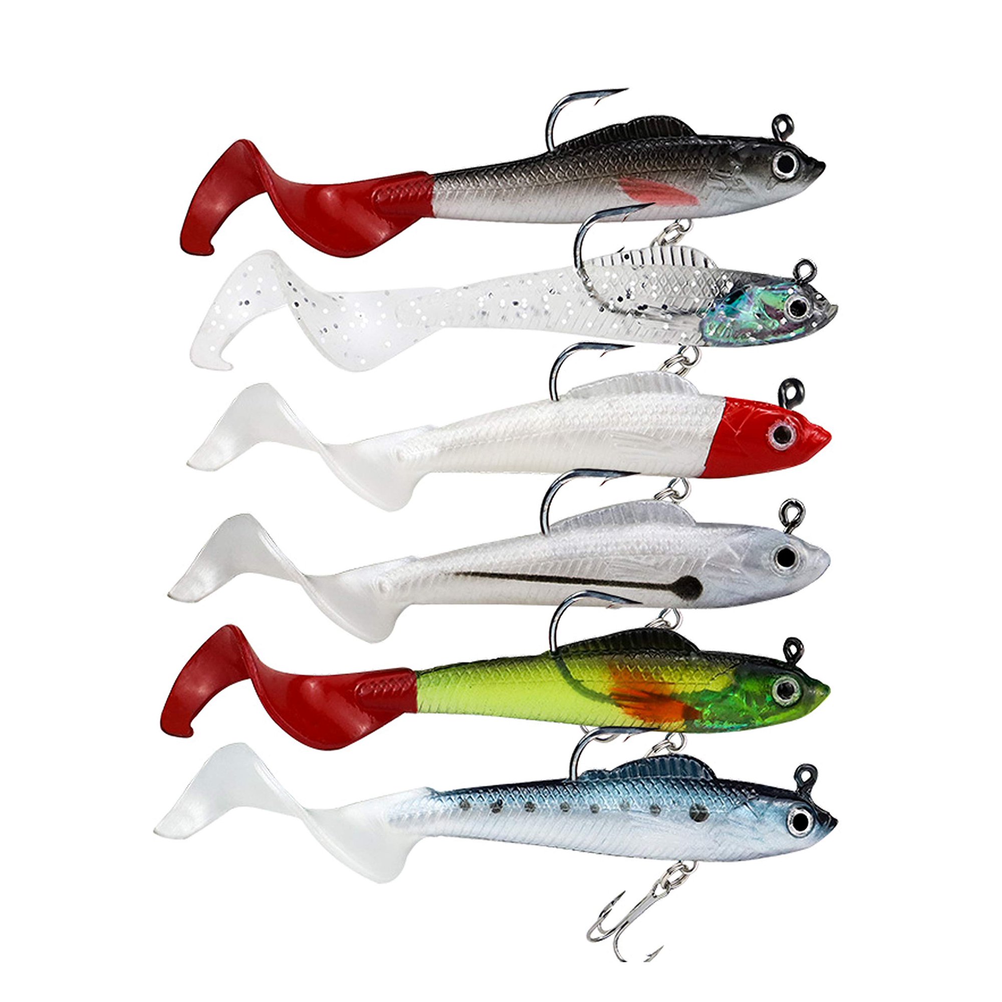 Soft Swimbaits Fishing Lures 6-Pack 6 Colors for Bass Trout Perch Crappie Pike Walleye