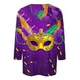 thumbnail image 4 of RKSTN Mardi Gras 3/4 Sleeve T Shirts for Women Top Oversized Crewneck Carnival Mask Print 3/4 Length Sleeve Shirt Womens Casual Round Neck Mask Tuesday Carnival Party Three Quarter Sleeve Tee Shirt, 4 of 5