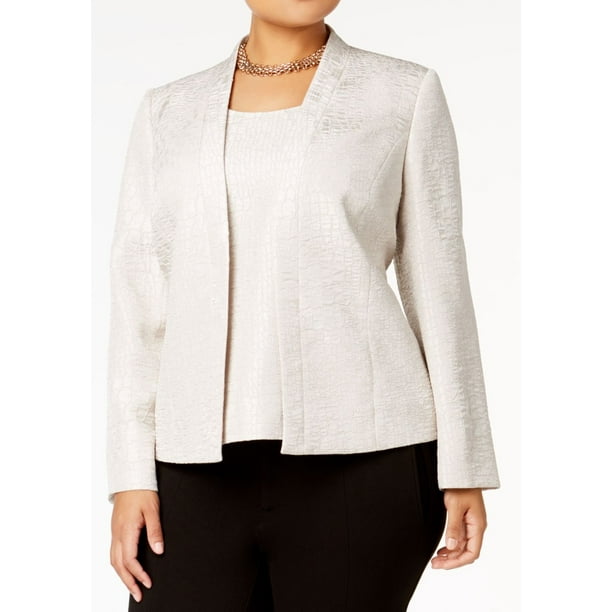 Kasper KASPER Womens Ivory Open Blazer Blazer Wear To Work Jacket