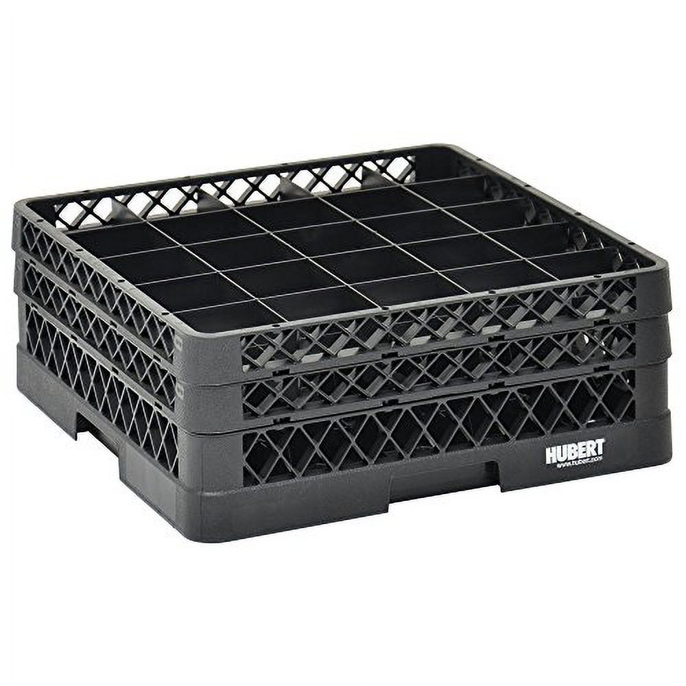 Vollrath Traex Black Plastic 25 Compartment Dishwashing Rack with Two Open Extenders - 19 3/4"L x 19 3/4"W x 7 1/8"H