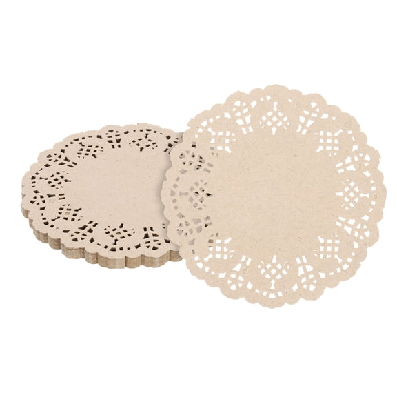 100pcs Paper Doilies, 3.5 Inch Lace Paper Doilies, Disposable Paper Placemats Brown