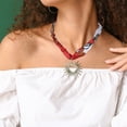 thumbnail image 2 of Unique Bargains 1 Pc Versatile Scarf Necklace with Charm Adjustable Tie Statement Choker for Women Red White, 2 of 5