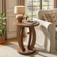 thumbnail image 5 of Fnova Round End Table with 2-Tier Storage, Farmhouse Rustic Nightstand, Bedside Table, Accent Side Table for Living Room, Bedroom, Small Spaces, Balcony, Brown, 5 of 14
